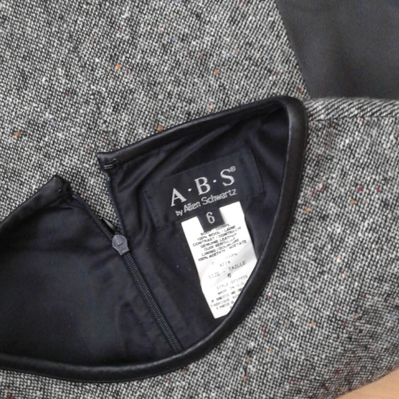 100% Wool Dress with Super Soft Black Leather Sz 6 Midi - Picture 4 of 7